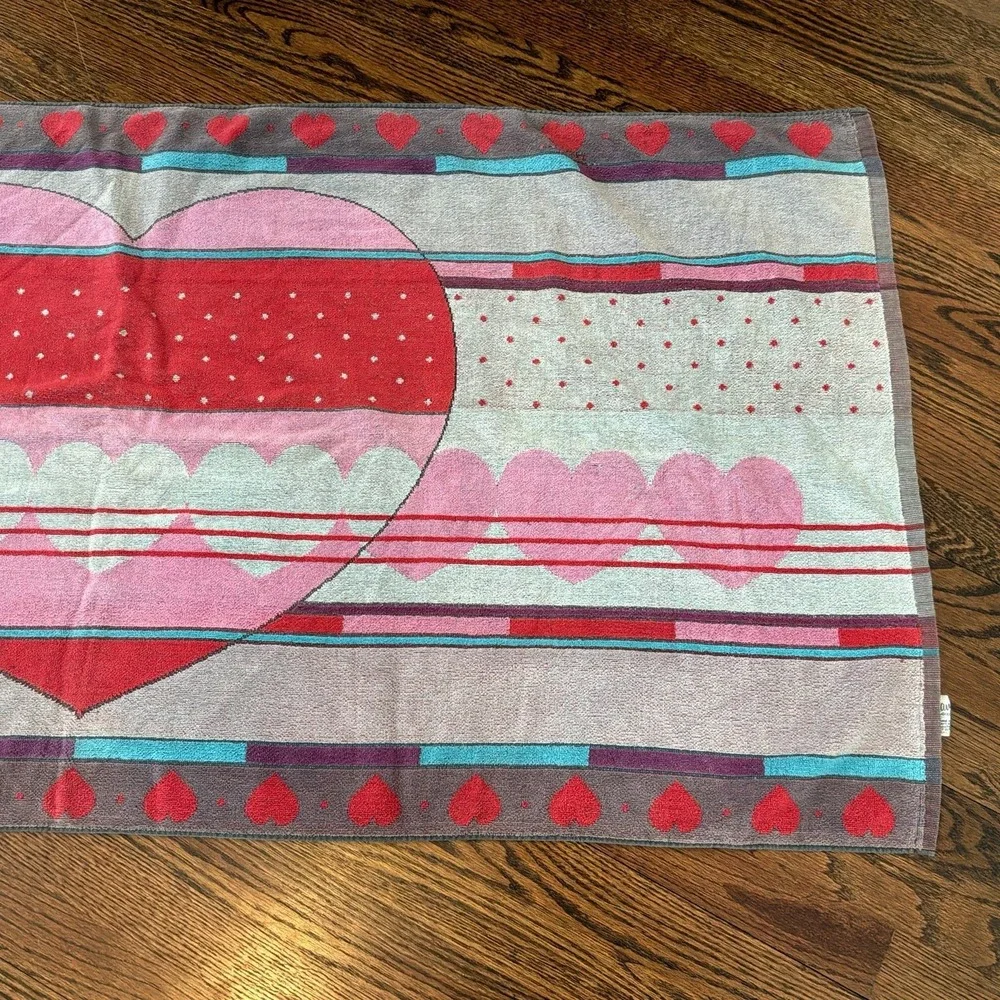 Vintage Ipanema Beach Towel Colorful‎ Hearts Valentine's Day Gift Romantic Love